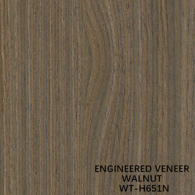 Penutup Dinding Direkayasa Veneer Kayu Walnut Hitam H651N Kuartal Lurus Butir Warna Coklat