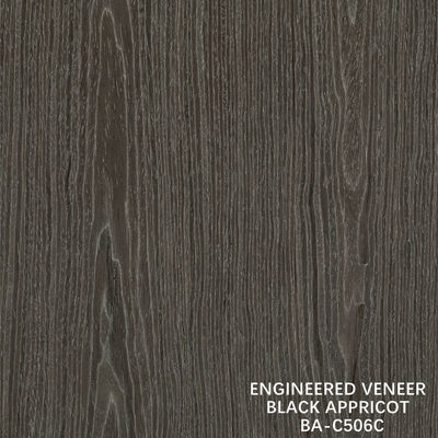 Top A Engineered Wood Veneer Cuci Apricot Hitam Crown Grain Warna Gelap Untuk Dekorasi Lemari Hotel