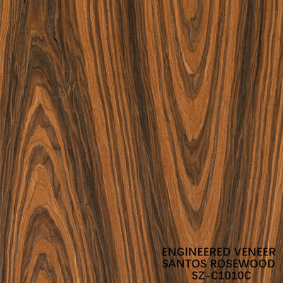 Laminated Santos Rosewood Kayu Veneer Mahkota Ketebalan butir dapat disesuaikan 0.15-1.8mm Untuk Untuk wajah kabinet