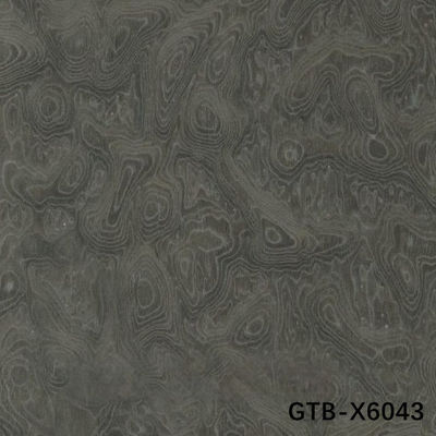 Simulasi Kayu veneer dari Grey Tree Burl GTB-X6043 Panjang Ukuran 2850mm Fleeced Back Untuk Panel Dinding Hotel